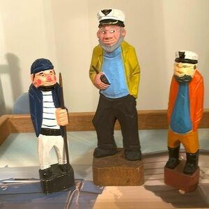 Hand carved nautical seaman. 10 inch and two 8 inch . Great colors !